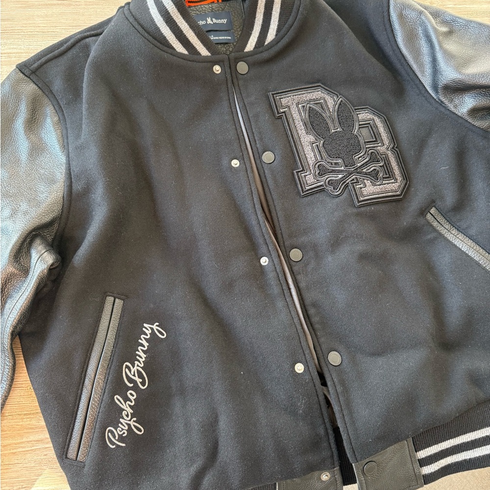 Psycho Bunny - Mens Brayden Wool Leather Varsity Bomber